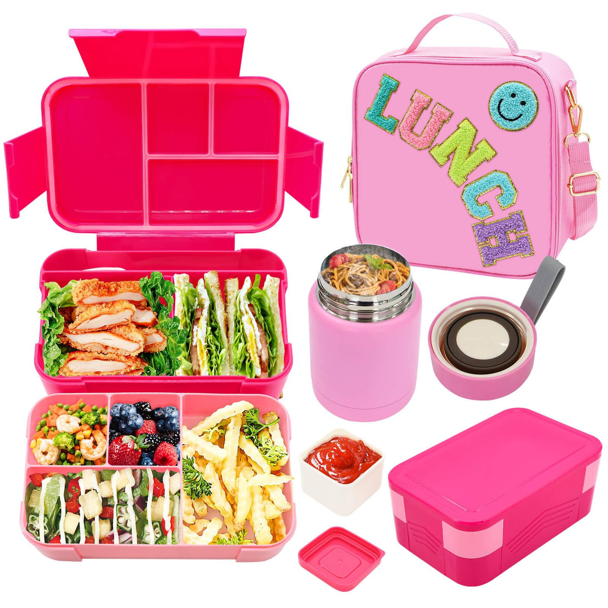 PainZieteg front view of pink lunch bag showing compact, insulated design benefit
