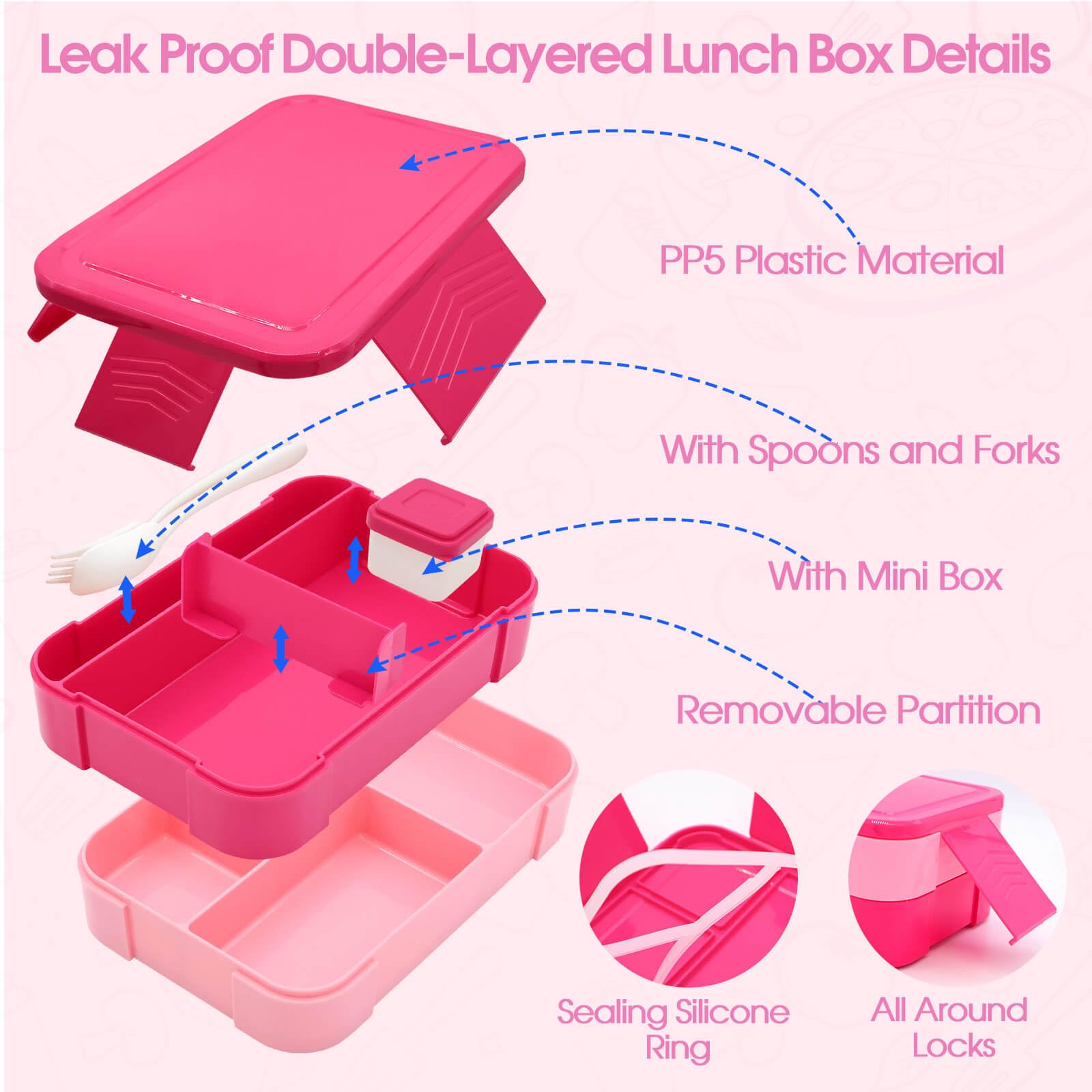 PainZieteg lunch set beside a backpack showing compact size and portability benefit