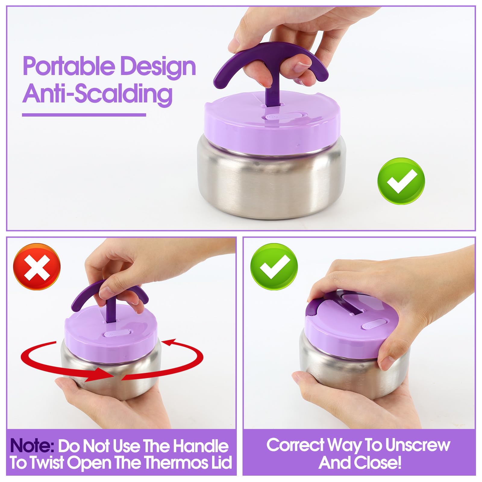 PainZieteg thermos detail wide-mouth and screw-top showing leak protection benefit