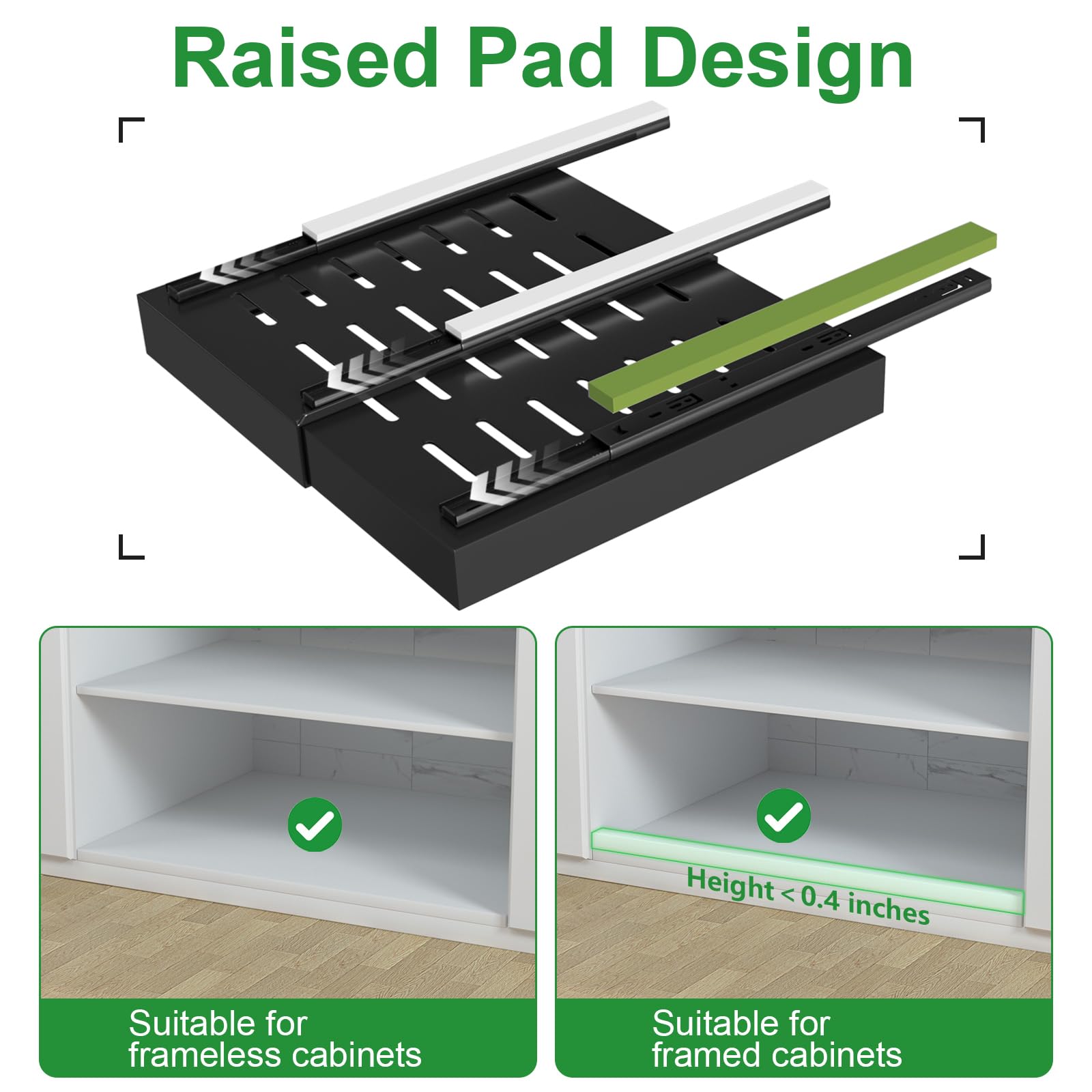PAKETA width adjustment demo with telescoping frame showing adaptable fit for varied cabinets