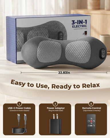 PakWizz lumbar pillow next to laptop to show compact portable scale