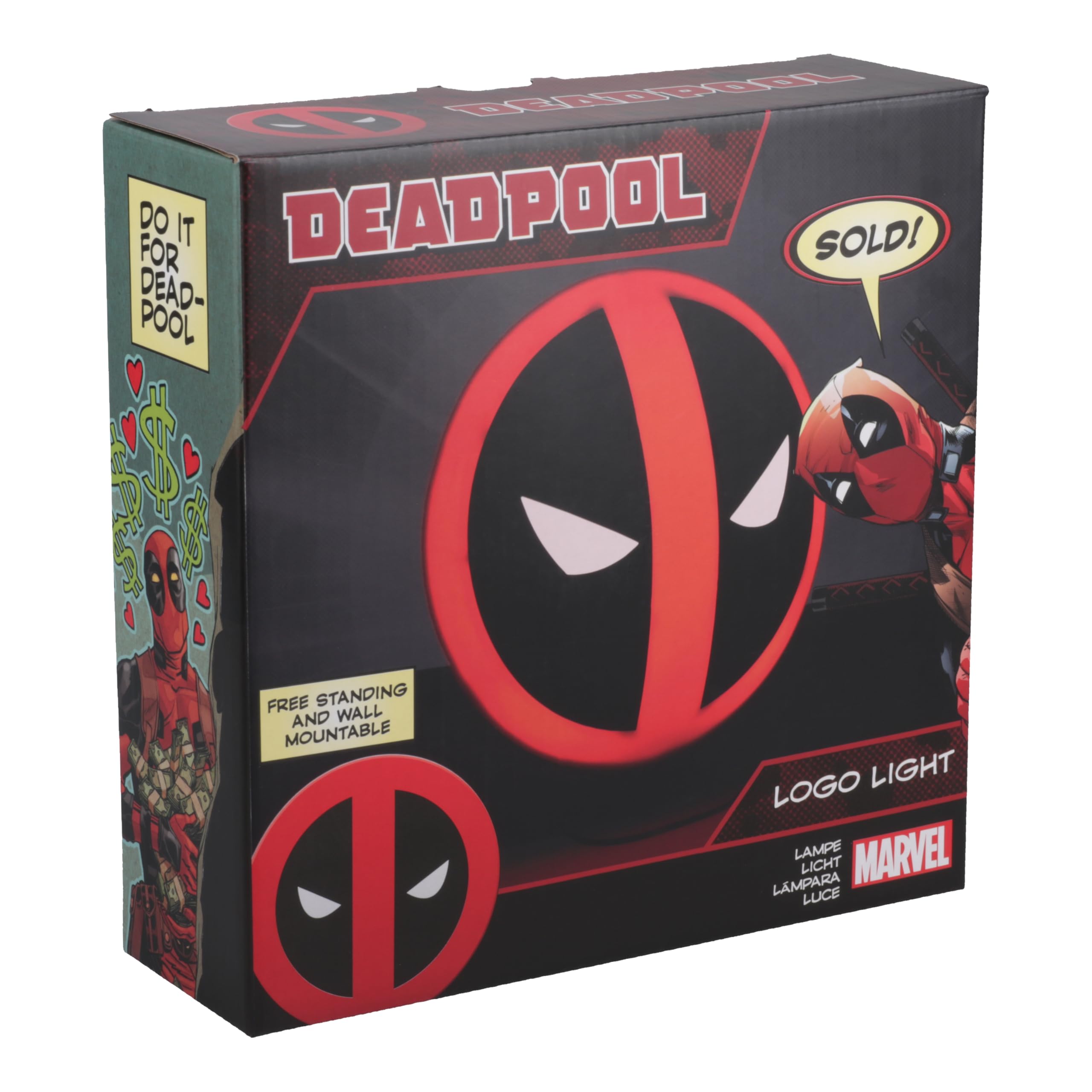 Paladone Deadpool mask in gaming room displaying mood lighting and décor benefit