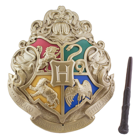 Paladone Hogwarts crest front view showing illuminated emblem and atmosphere