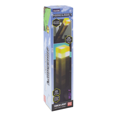 Paladone Minecraft torch open battery compartment showing 3 AAA placement for quick battery changes