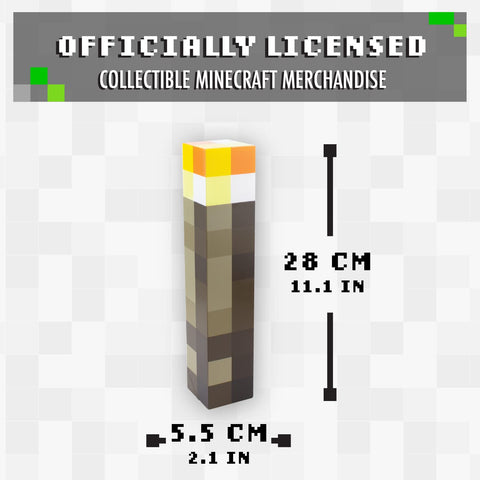 Paladone Minecraft torch pixelated texture close-up revealing authentic blocky design and quality finish