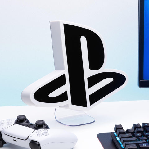 Paladone PlayStation side profile showing slim design and stand benefit