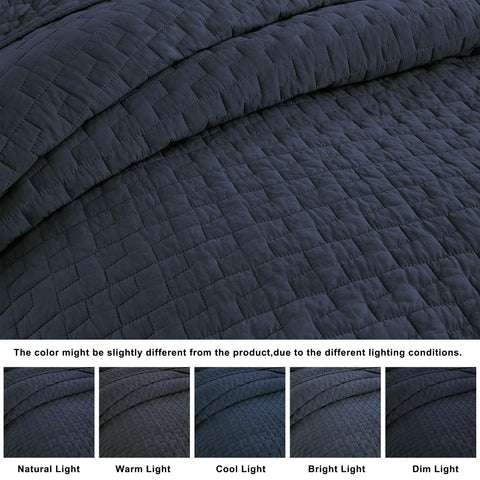 palassio styled bedroom with navy quilt showing how it elevates room style and color balance