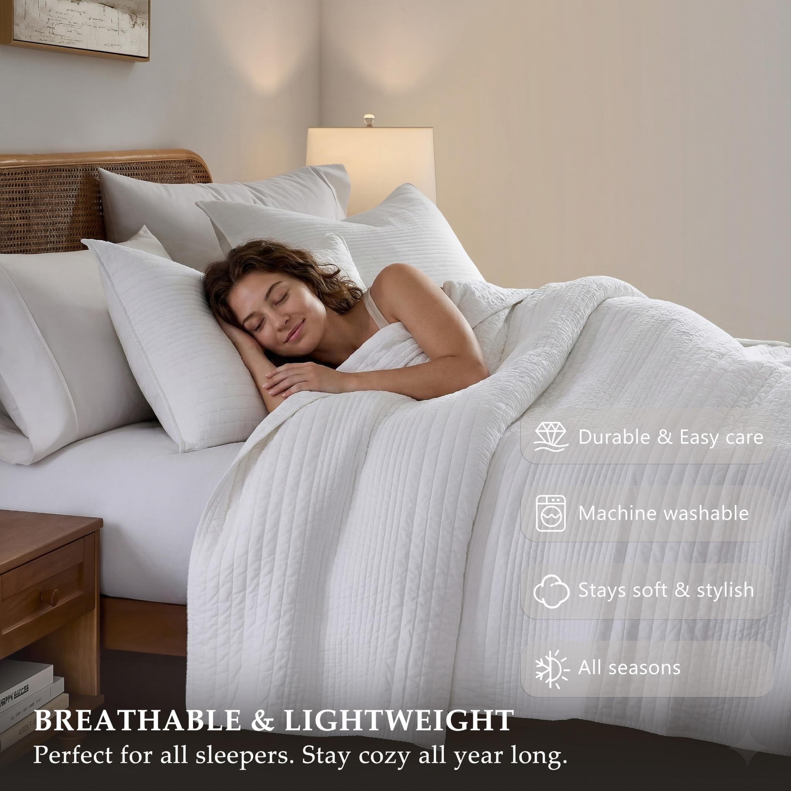 palassio folded quilt showing lightweight loft, conveys easy storage and softness