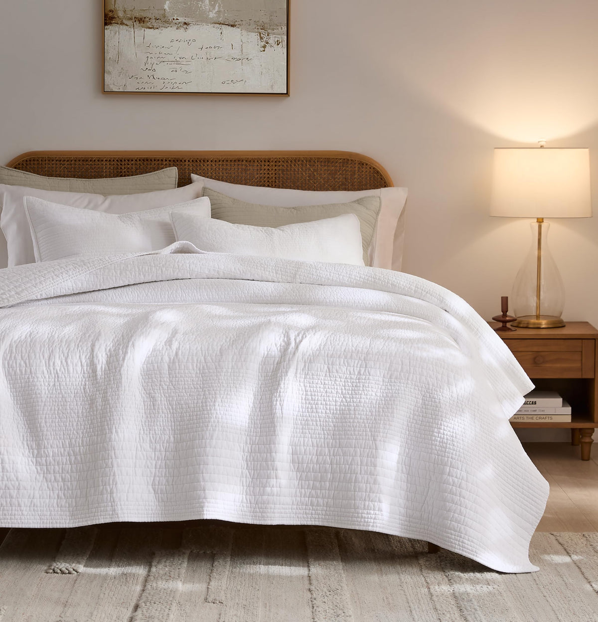 palassio front packaging showing full king quilt and shams, highlights complete set