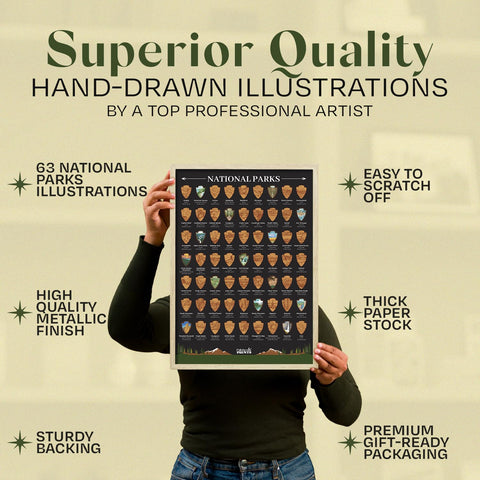 Palettes and Prints poster held in hand to show 12x16 scale and convenient wall fit benefit