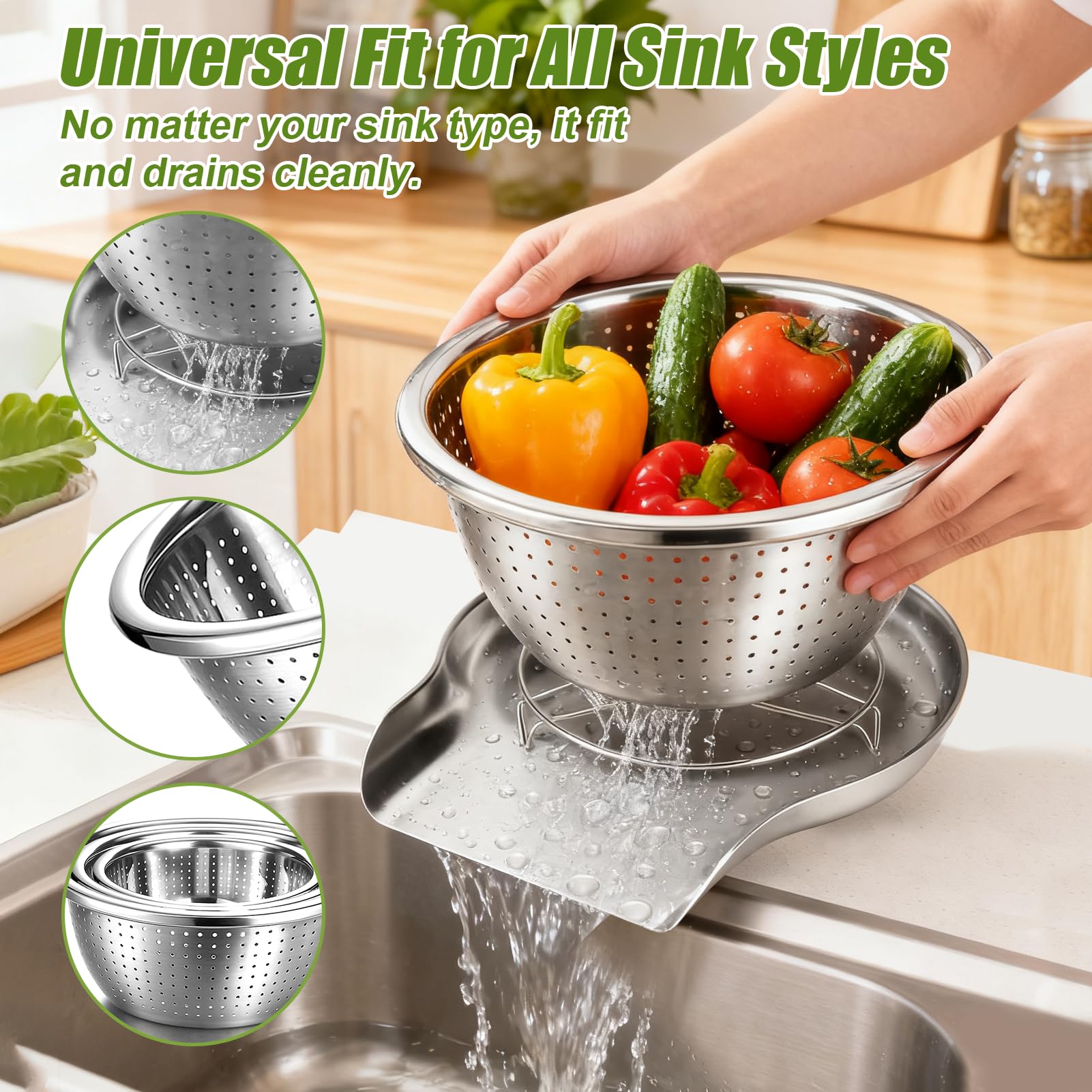 Palksky medium colander rinsing berries keeping fruit clean and off sink surface