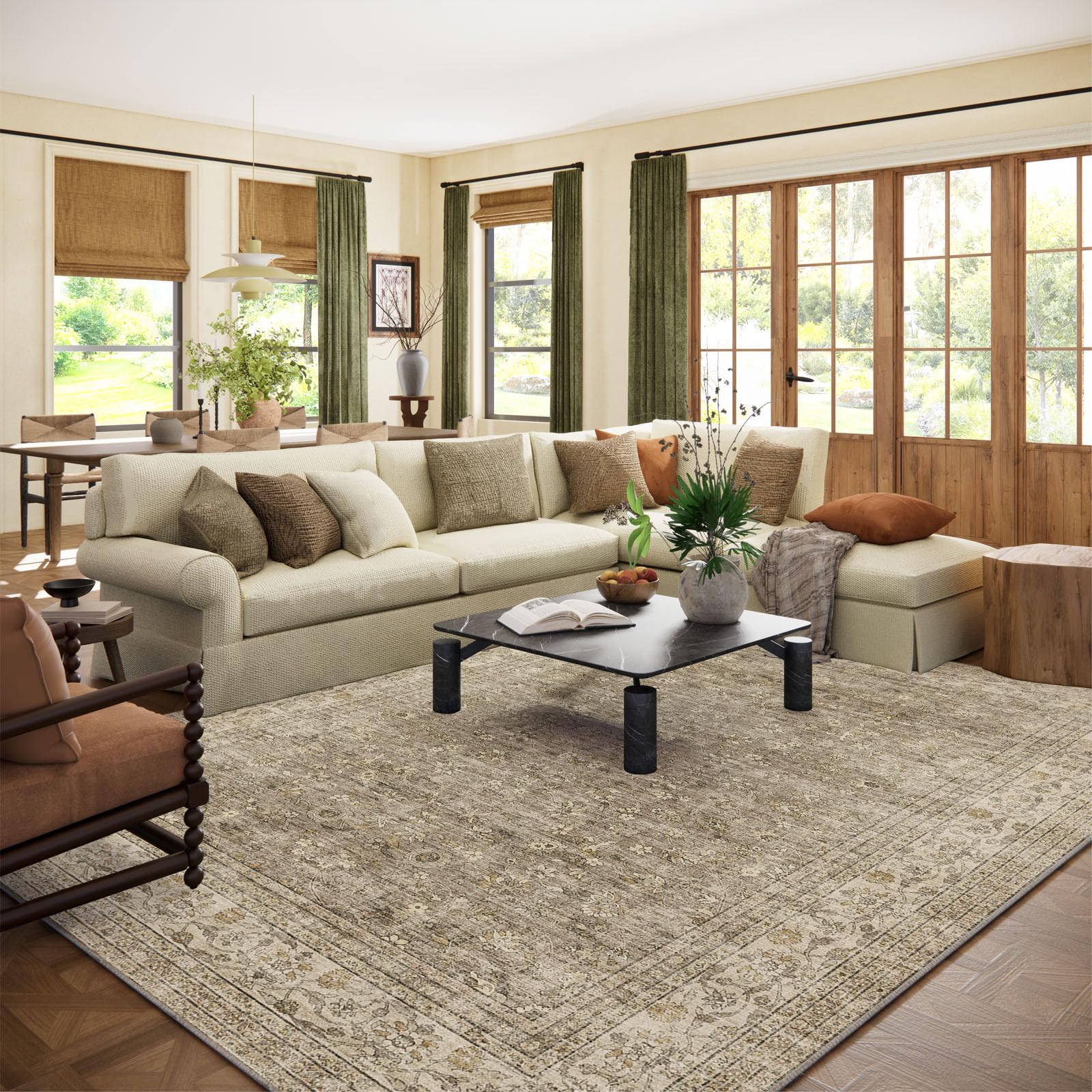 palohom front view of 9x12 boho rug showing full pattern and benefit of bold style