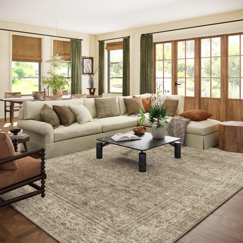 palohom front view in living room showing full rug and decor harmony