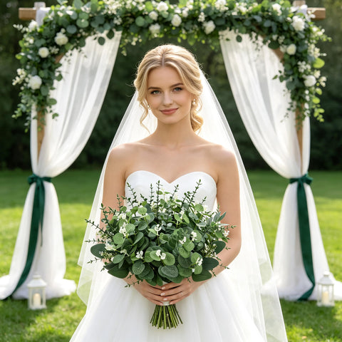 Palonu eucalyptus arranged in bouquet with flowers adding fullness and depth