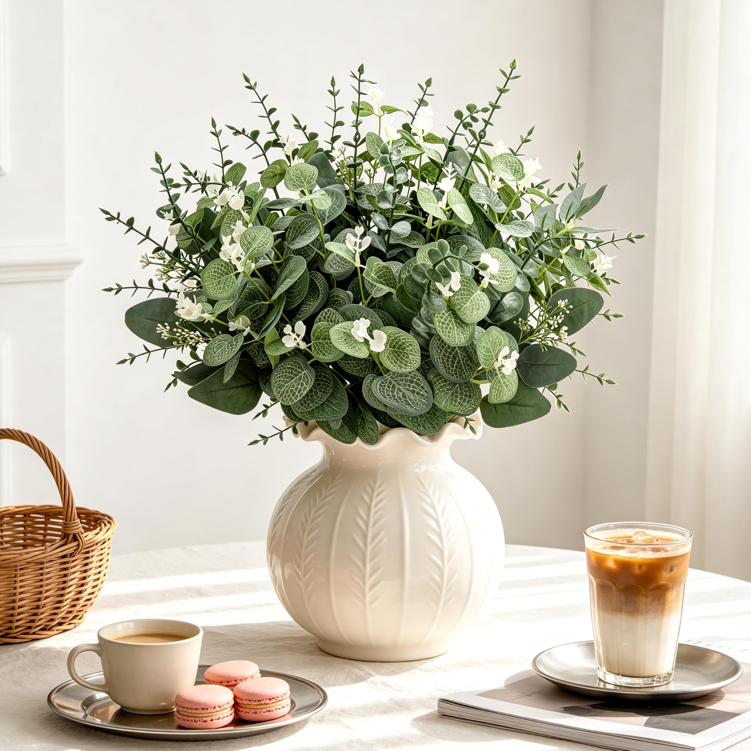 Palonu eucalyptus centerpiece on table illustrating reusable event decor benefit