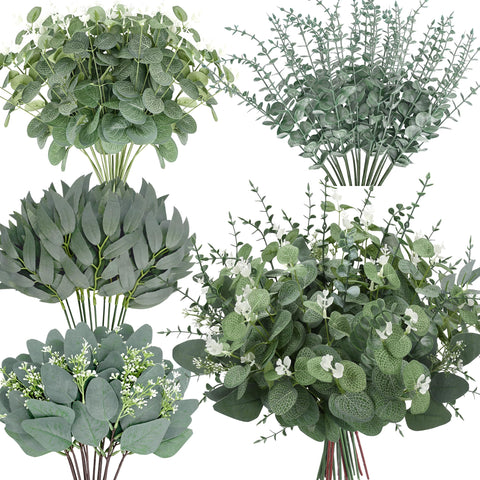 Palonu artificial eucalyptus front packaging showing full 150-piece set and value