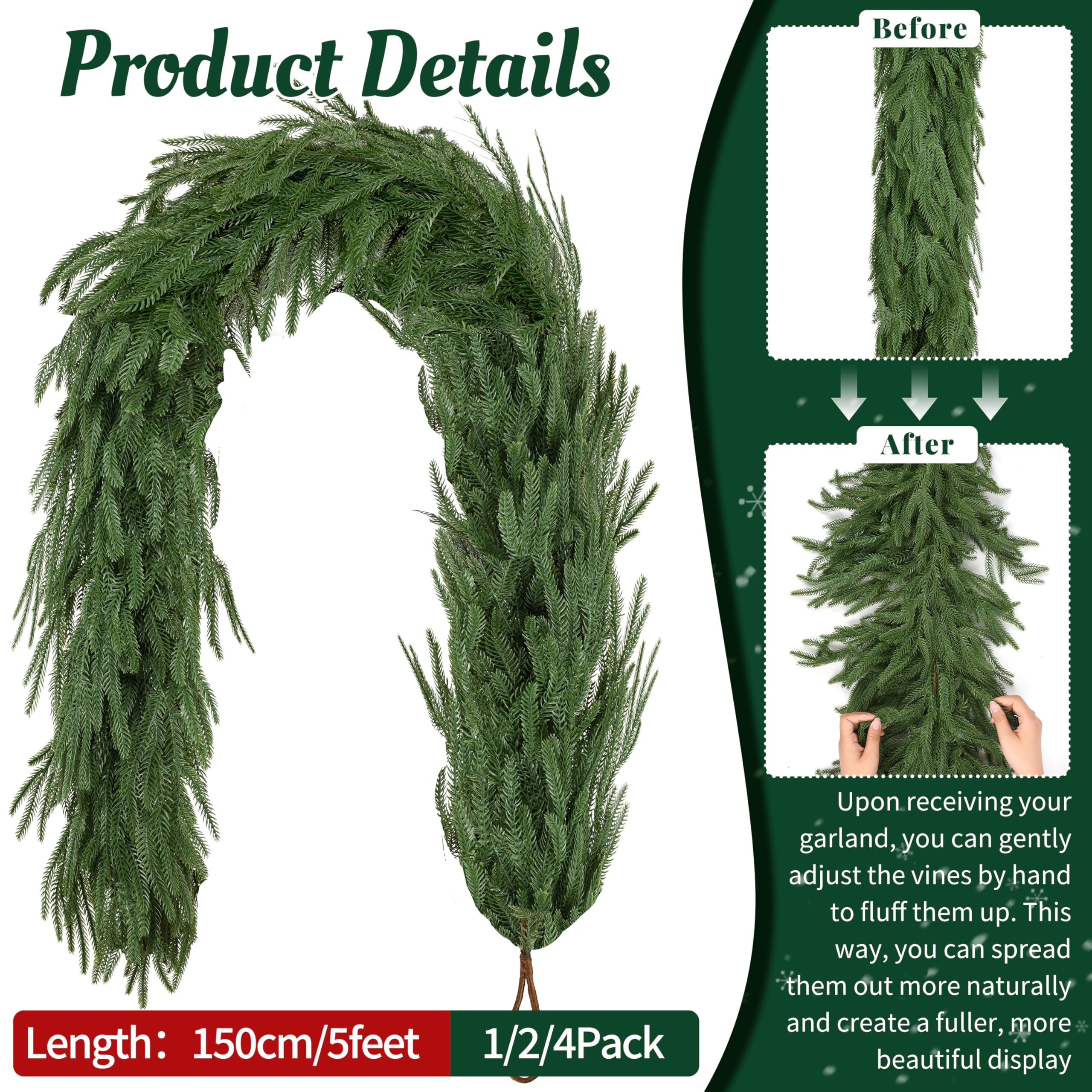Palonu garland styled on fireplace mantle for festive decorating convenience