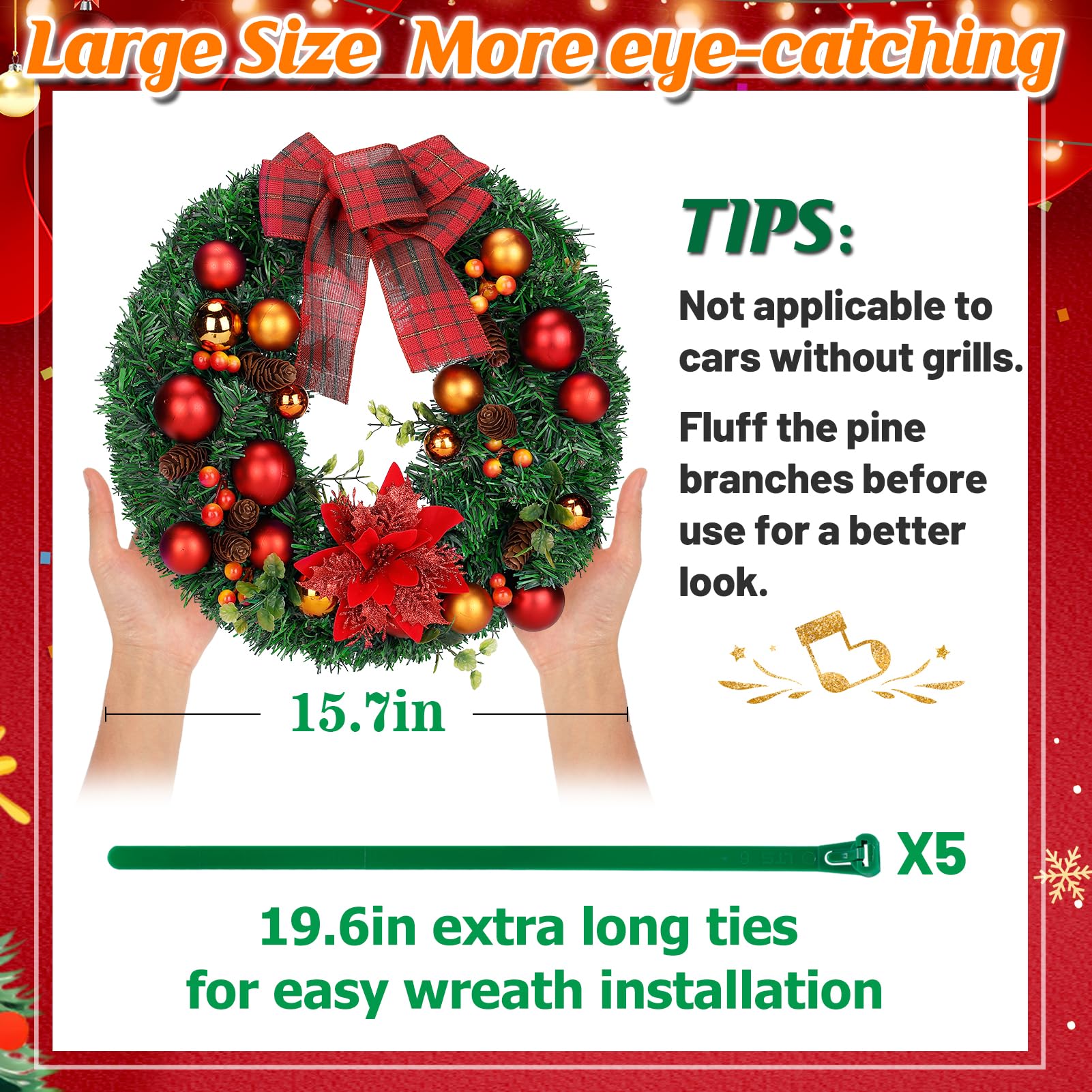PAMASE wreath hung on front door showing versatile home and vehicle use
