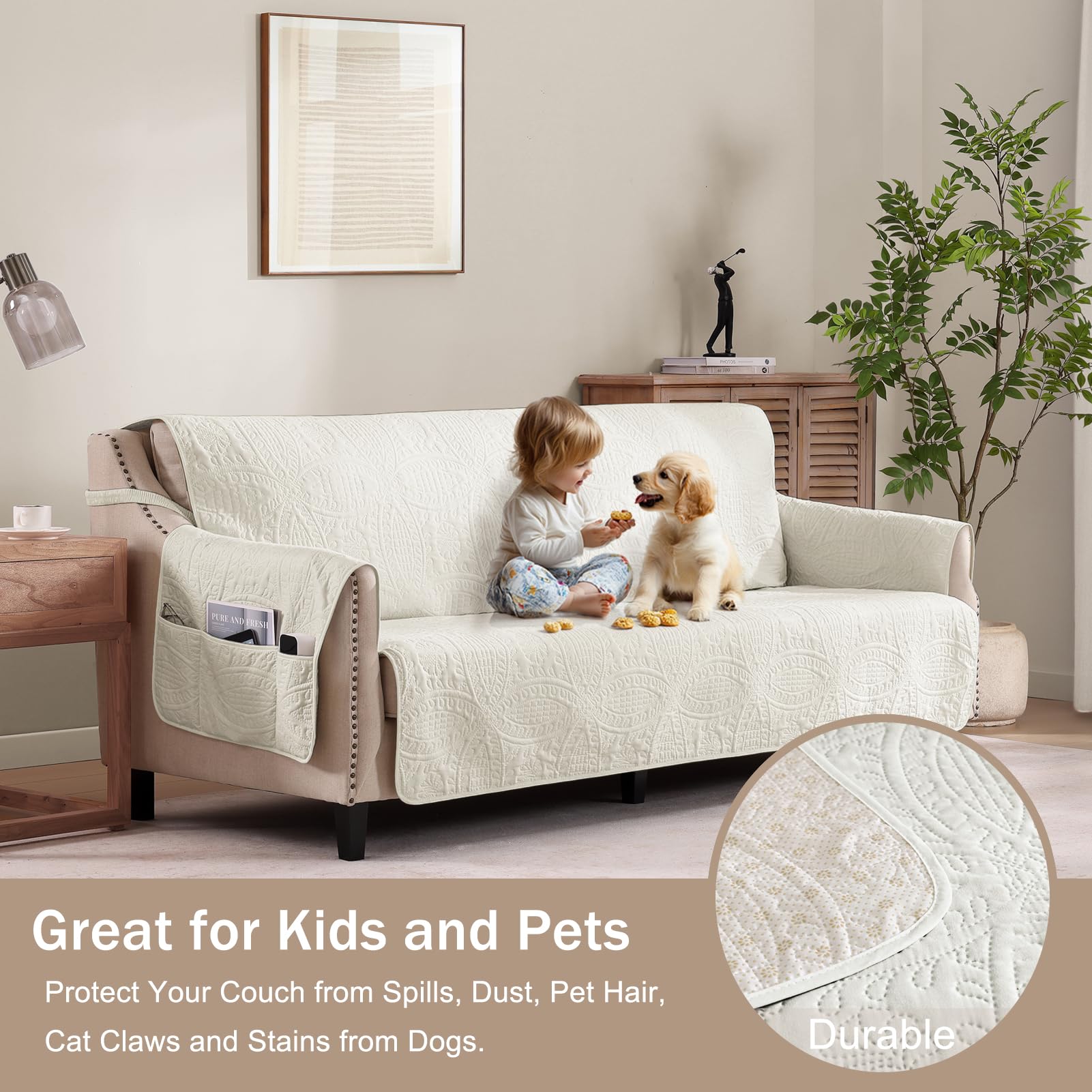 Pamhaven in a styled living room showcasing refreshed sofa appearance