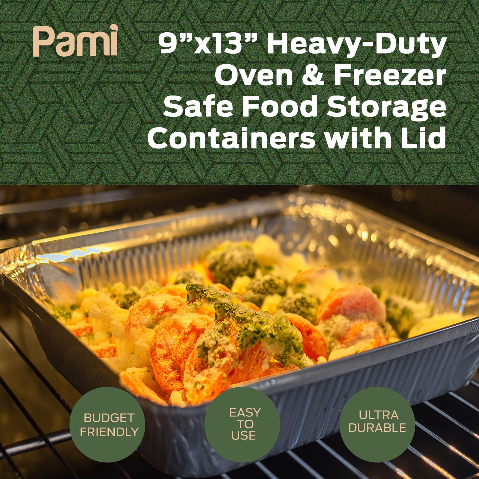 PAMI deep aluminum pan close-up showing reinforced ridges for even heat and durability
