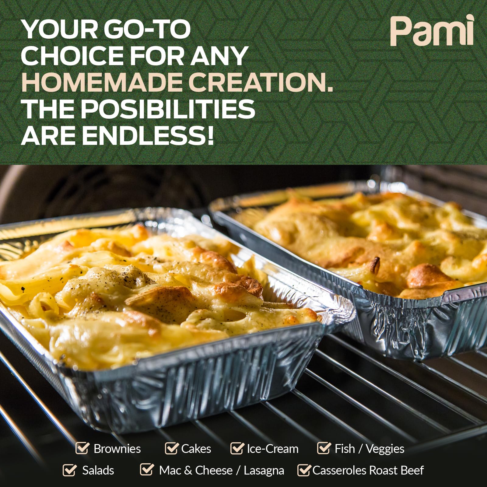 PAMI stacked pans in refrigerator illustrating space-saving storage and organized prep