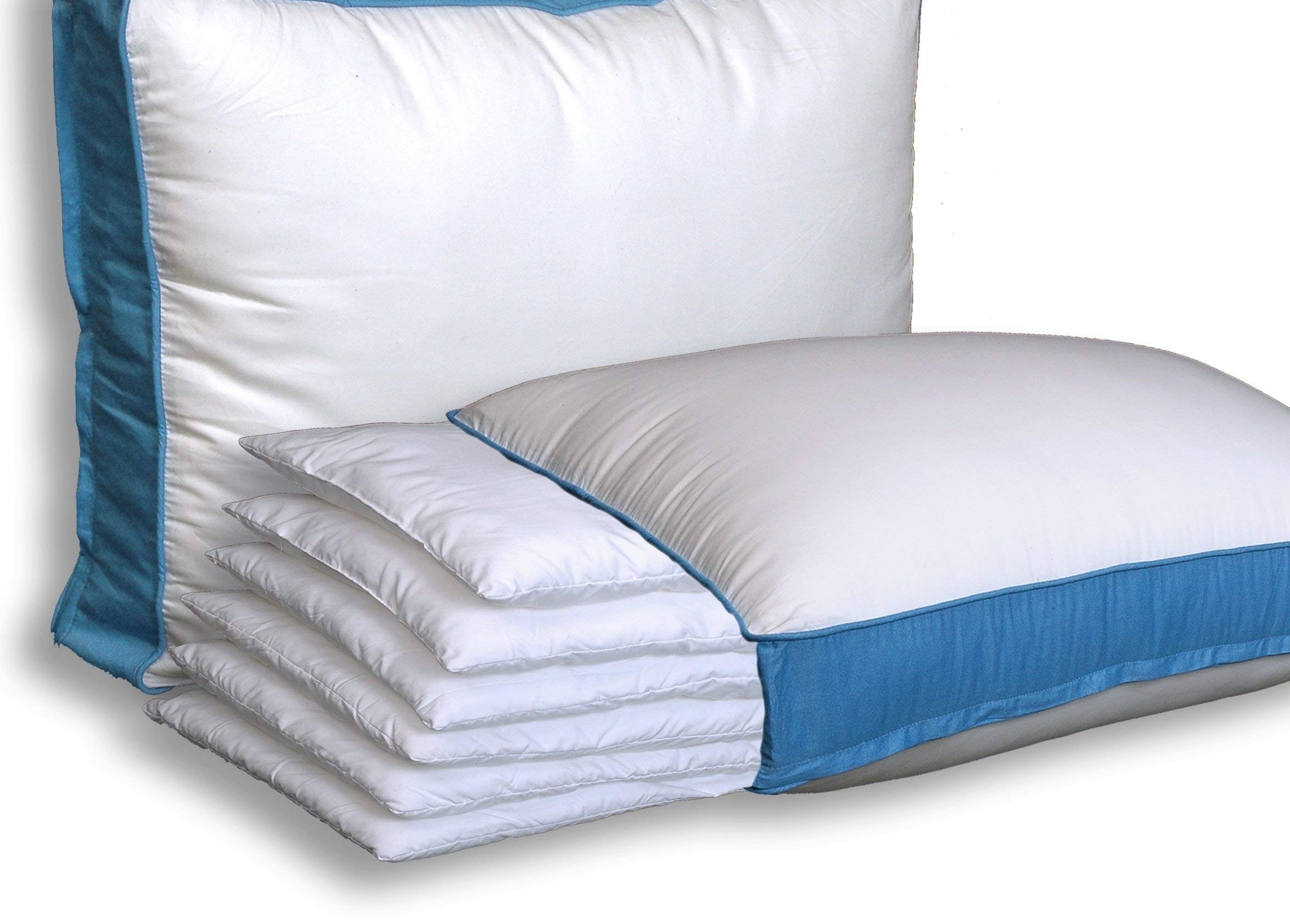 Pancake Pillow front view showing queen size and neat stacked profile for customizable comfort