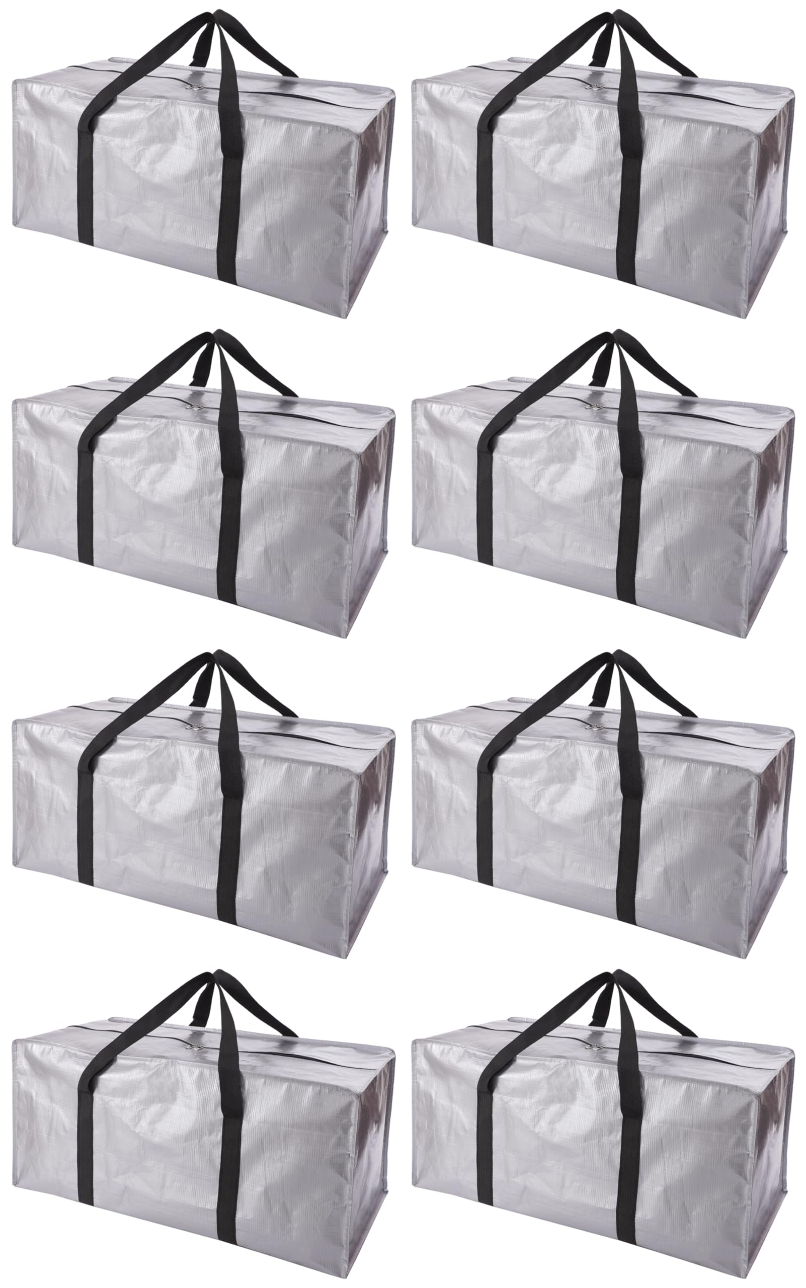 PANDA JOYS front view of silver 8-pack showing large-capacity and zip closure benefit