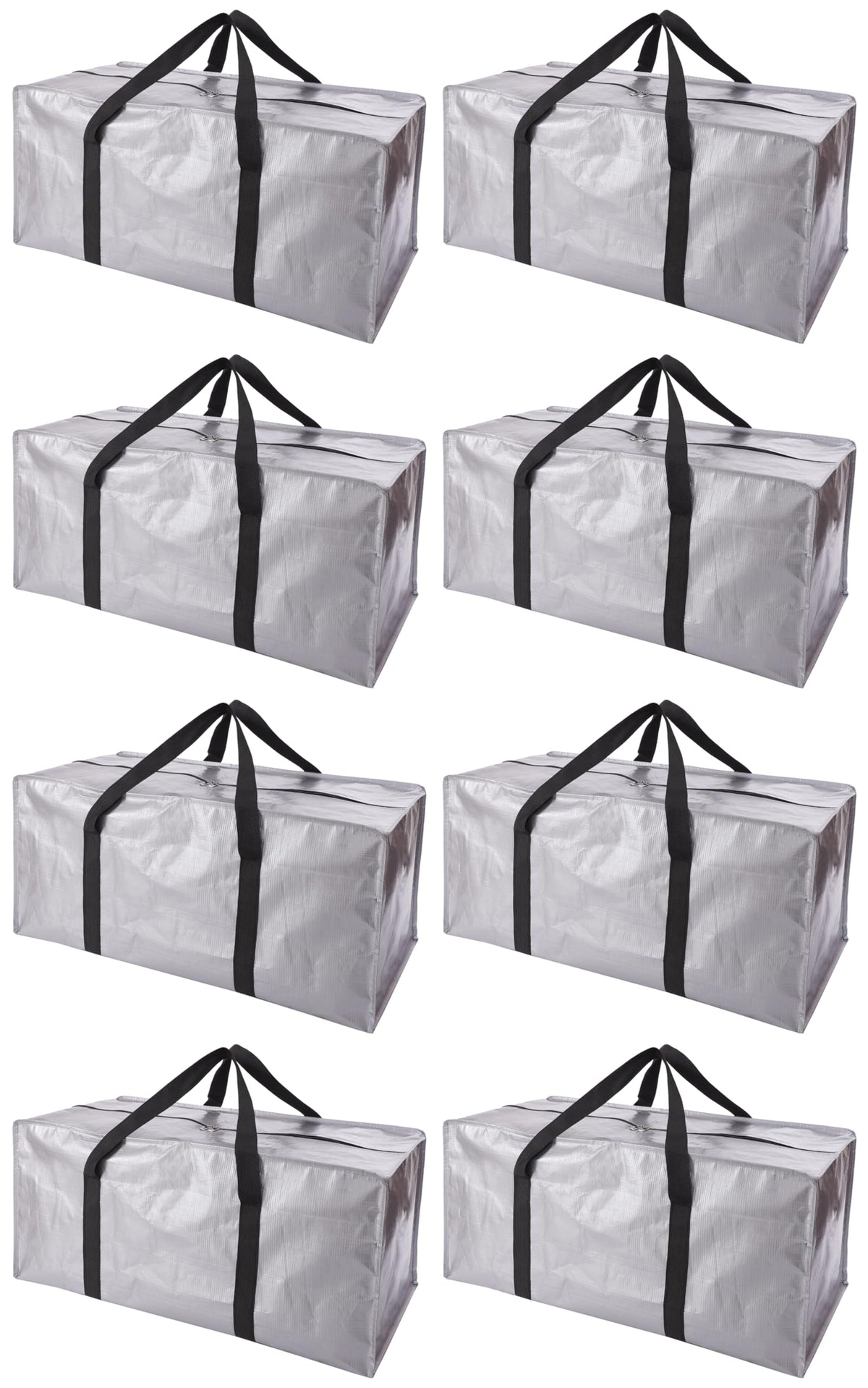 PANDA JOYS front view of silver 8-pack showing large-capacity and zip closure benefit