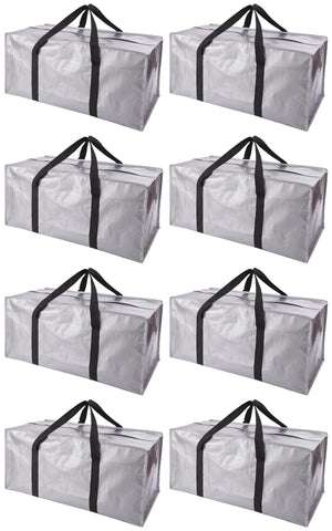PANDA JOYS front view of silver 8-pack showing large-capacity and zip closure benefit