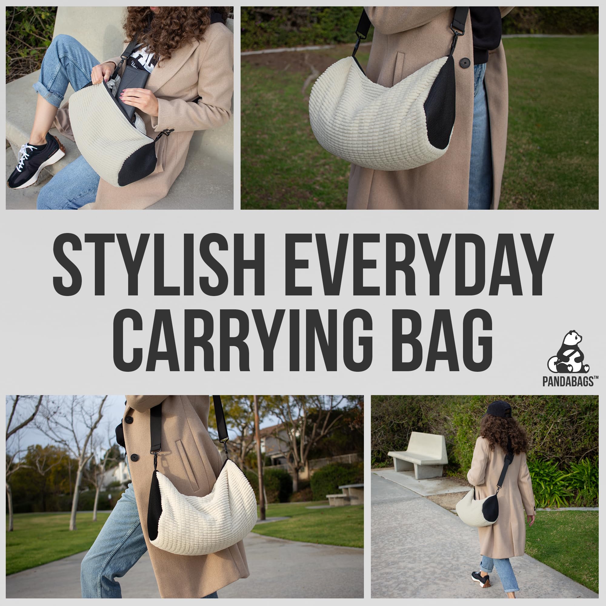 PandaBags carried by shoulder straps for easy transport benefit