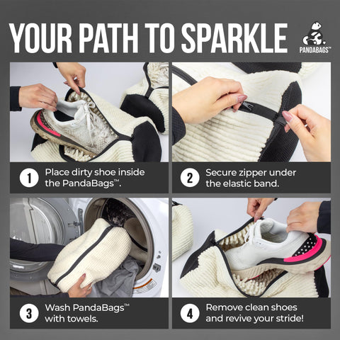 PandaBags reinforced zipper detail protecting shoes and machine
