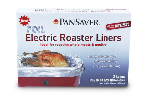 PanSaver foil roaster liner front view showing fit and easy cleanup benefit
