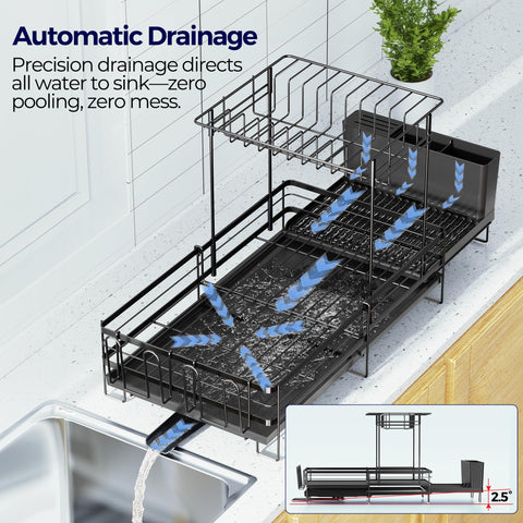 Pantasia drainboard spout detail directing water into sink for cleaner counters