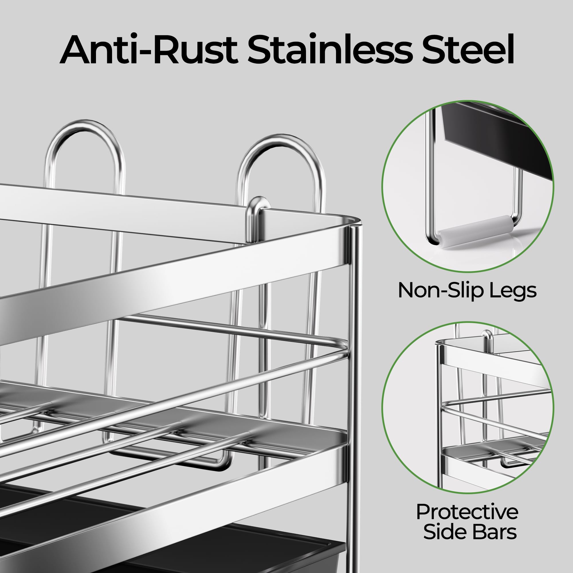 Pantasia tray and spout demonstrating directed drainage to sink