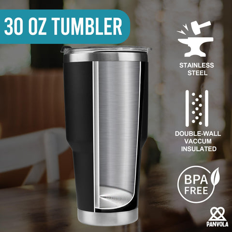 Panvola held in hand showing 30oz scale for on-the-go convenience