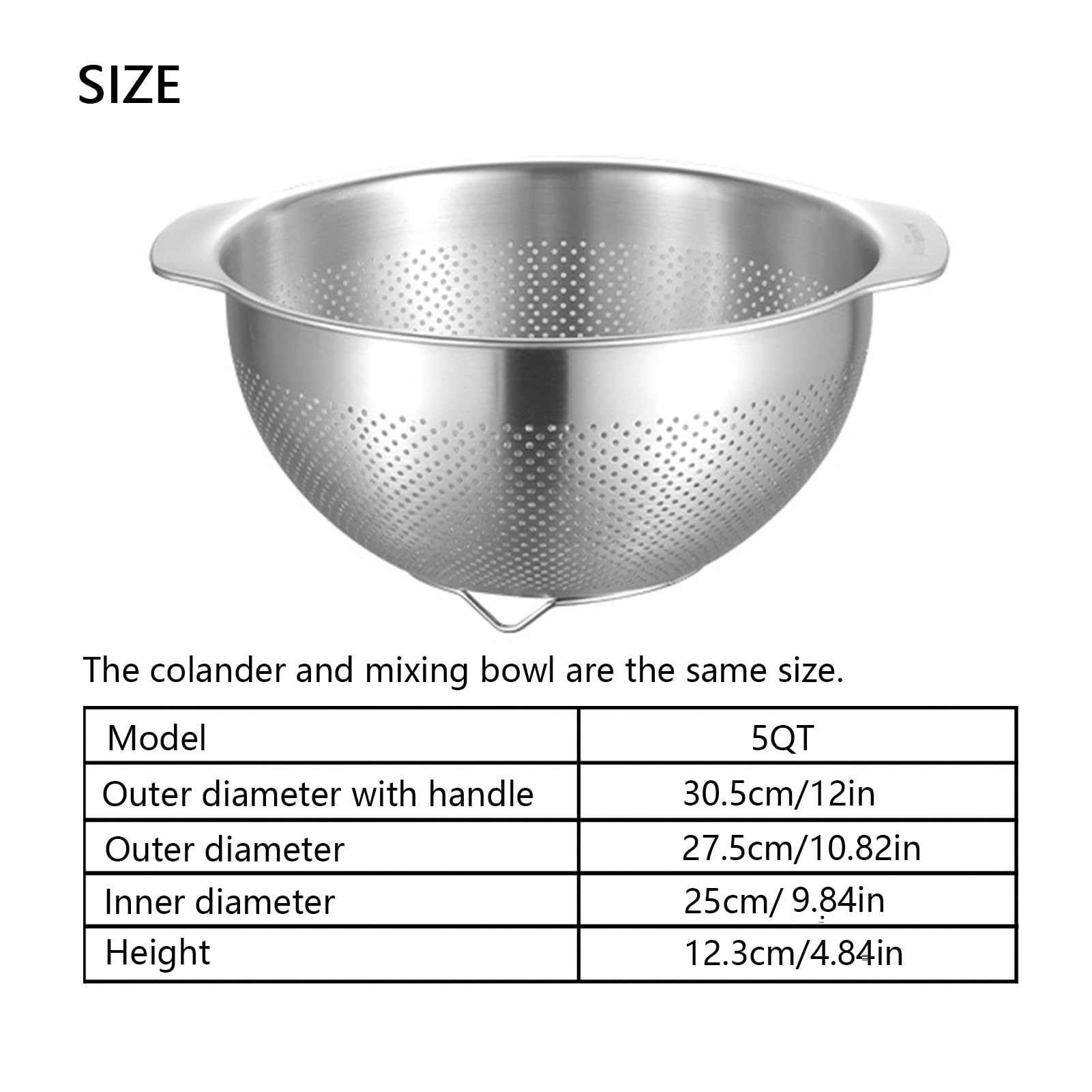 Paoli colander handle detail illustrating secure grip and control benefit