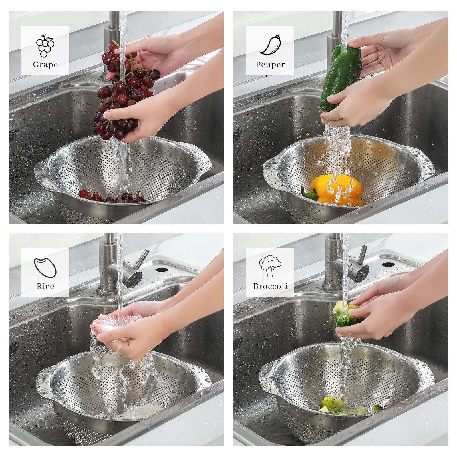 Paoli colander scale comparison with fruit showing true 5QT capacity benefit