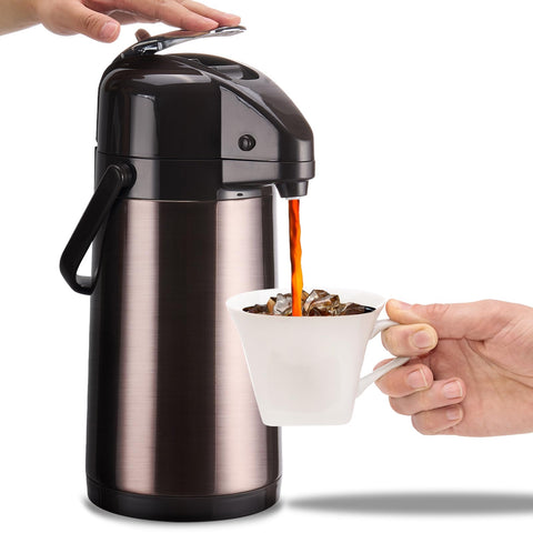 PARACITY airpot front view showing sleek stainless steel body and spout for durable service