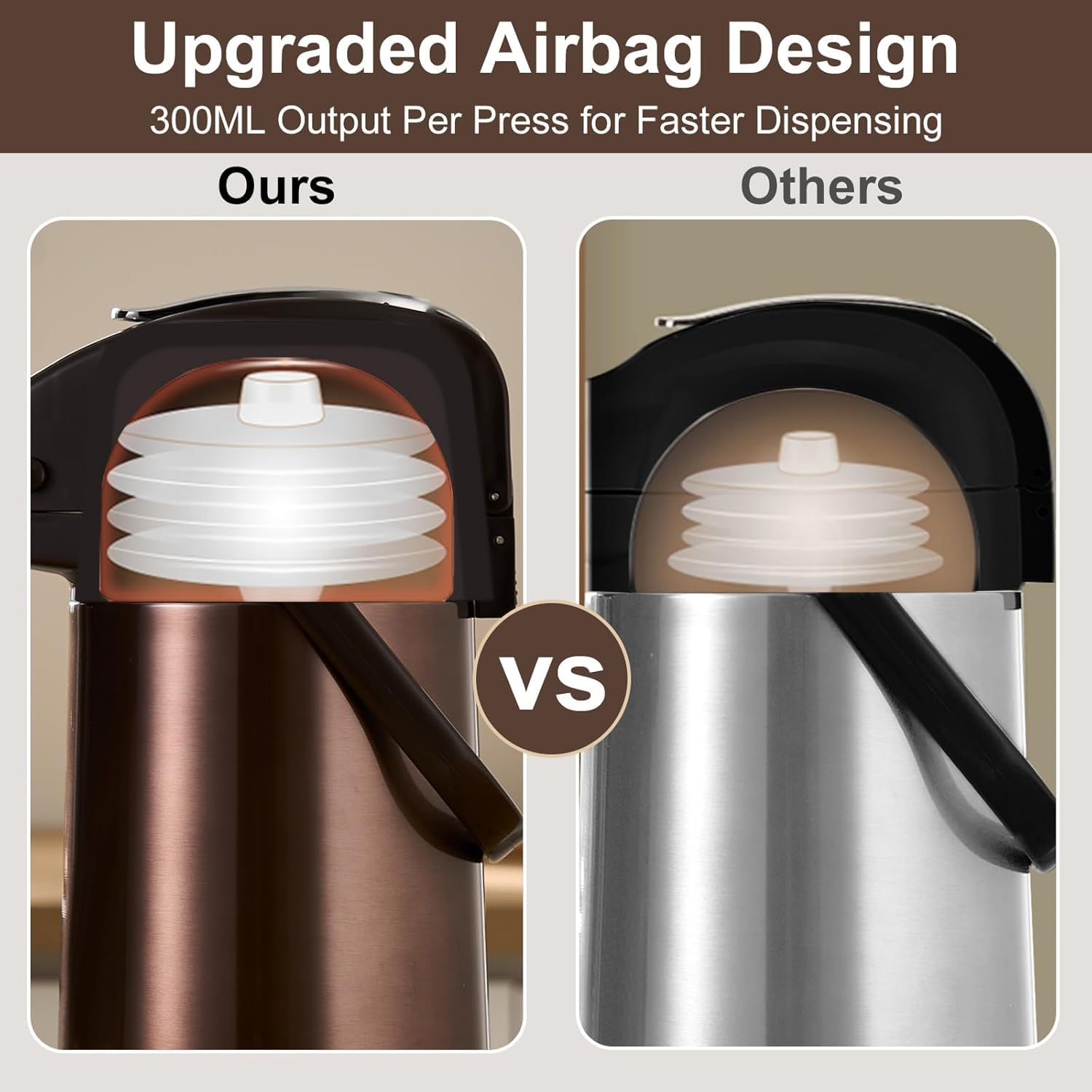 PARACITY airpot removable pump assembly close-up for convenient maintenance and hygiene