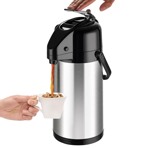 PARACITY front view of stainless steel airpot showing capacity and durable finish