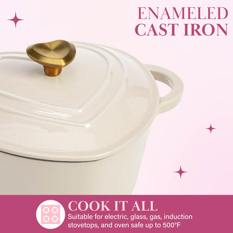 Paris Hilton Dutch oven on induction stove showing cooktop compatibility and even heating