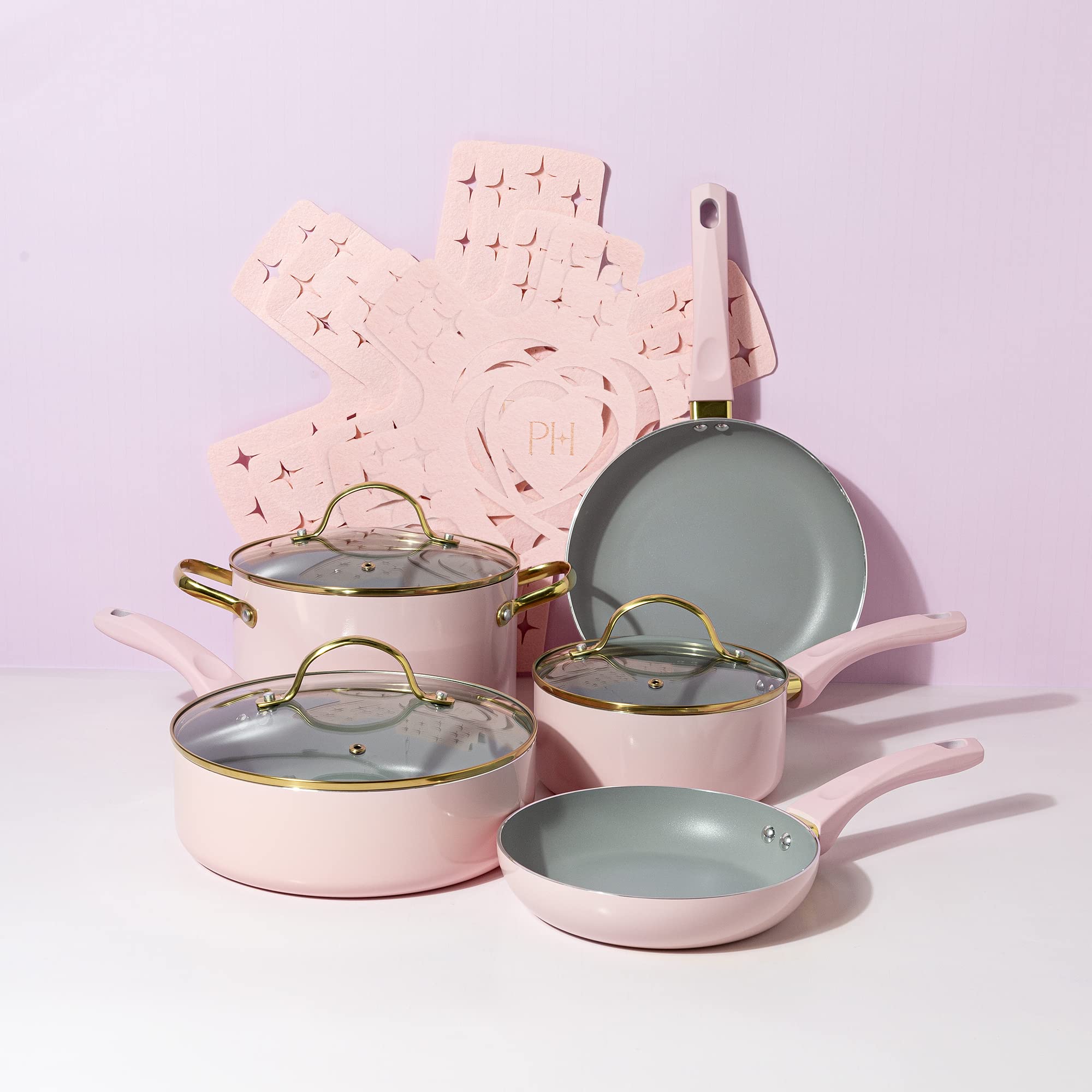 Paris Hilton lifestyle kitchen shot with pink set adding stylish, functional decor