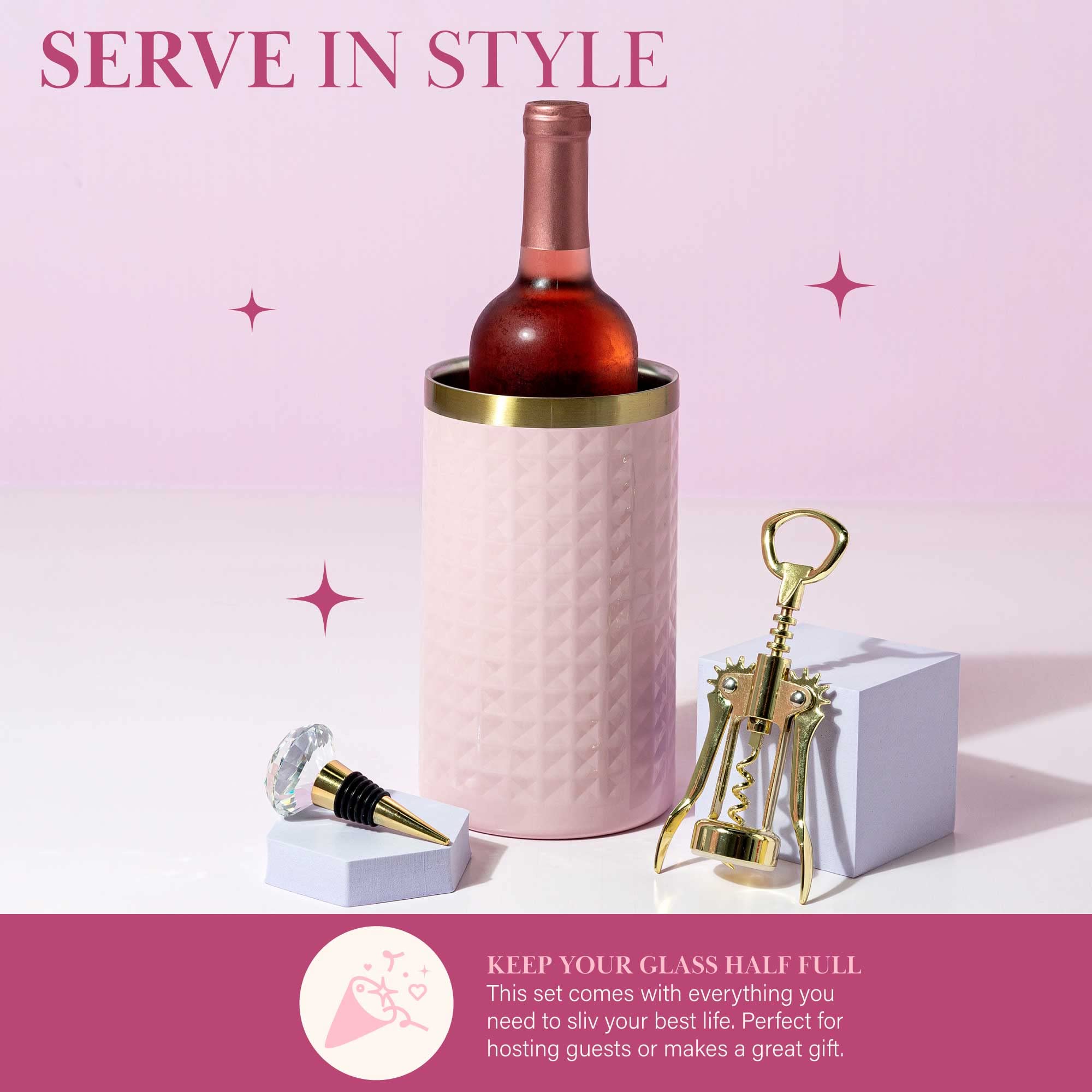 Paris Hilton gold winged corkscrew detail showing sturdy leverage and chic look