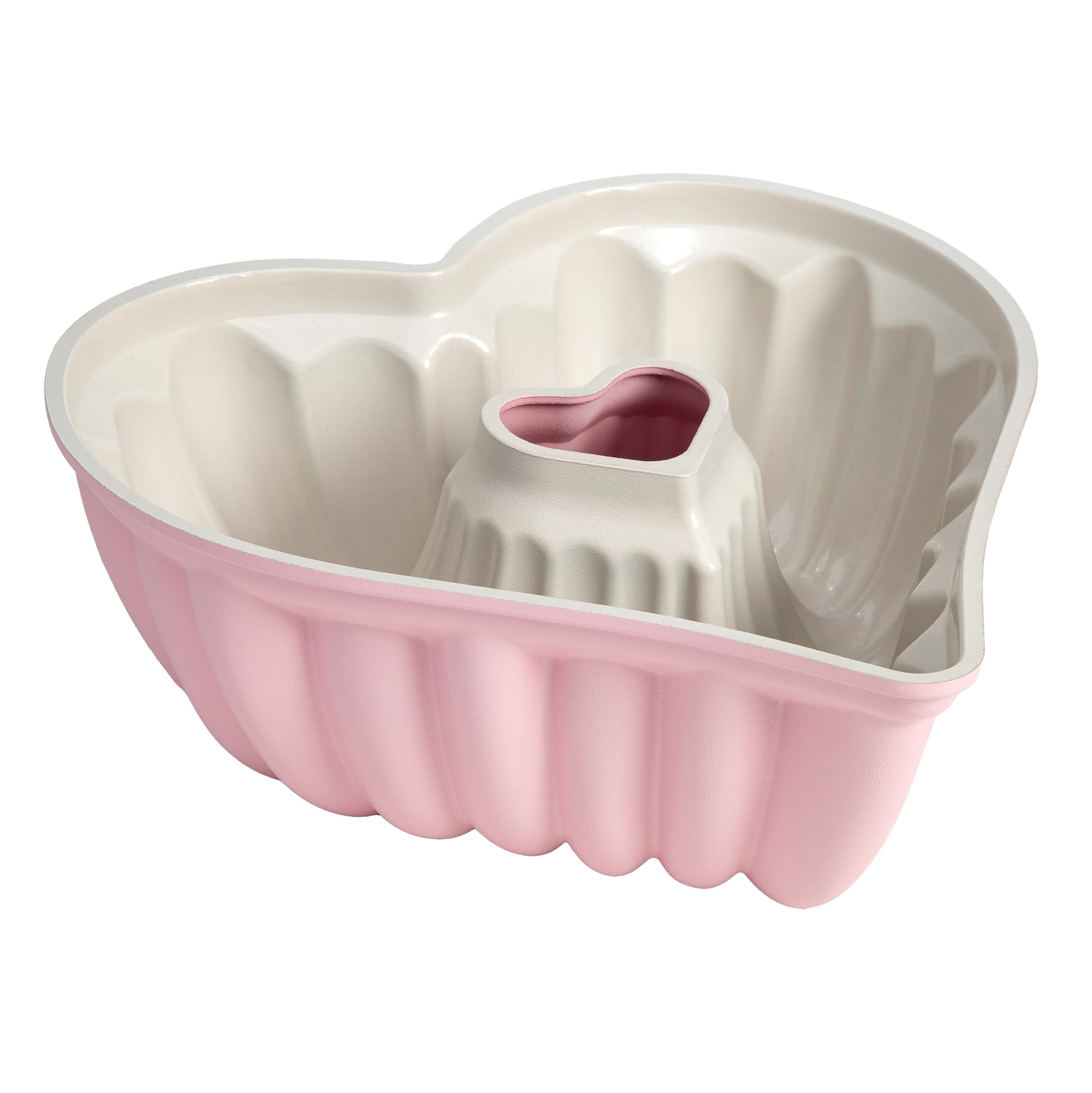 Paris Hilton front view of pink heart pan showing elegant shape and quick serving