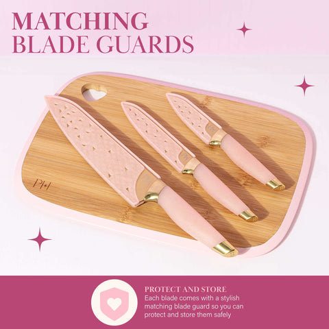 Paris Hilton protective blade guards displayed to ensure safe storage and travel