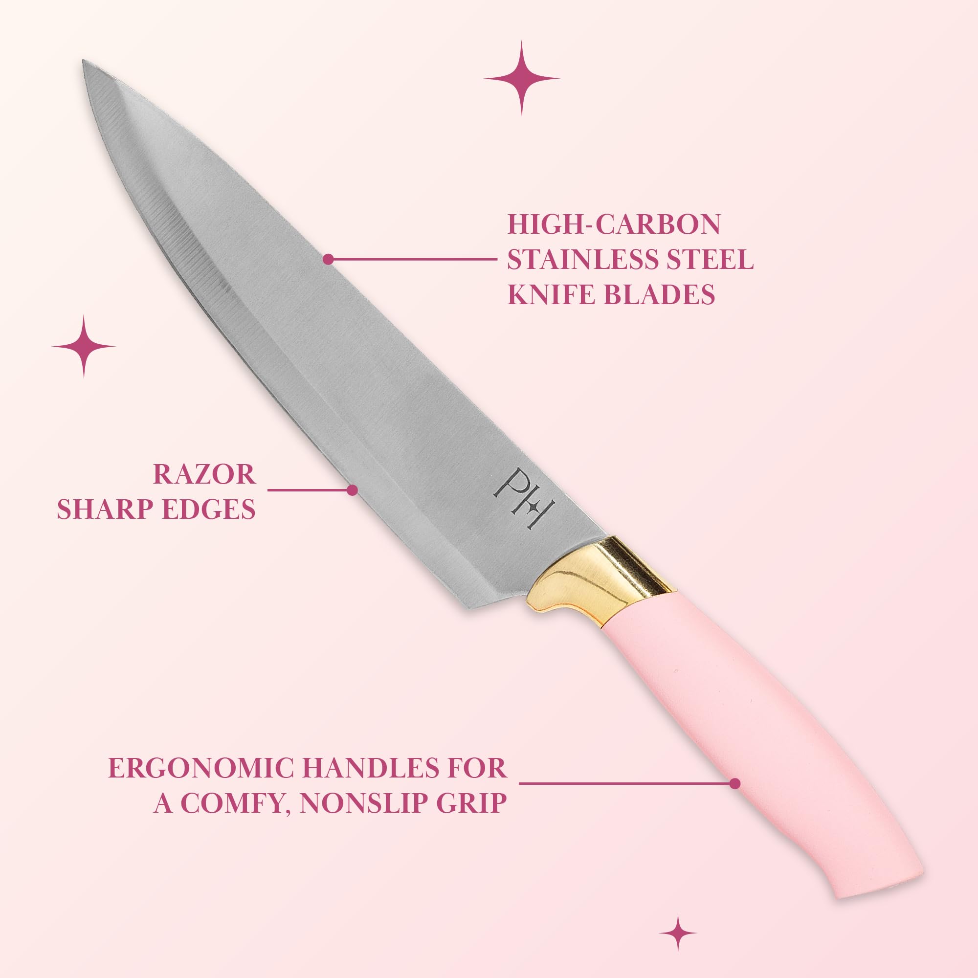 Paris Hilton knife block close-up highlighting compact storage and countertop tidiness