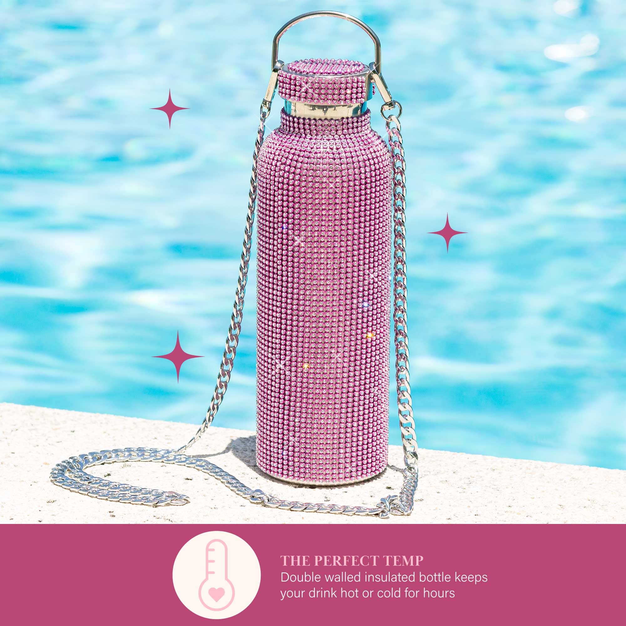 Paris Hilton bottle poolside with sunlight showing glamorous lifestyle