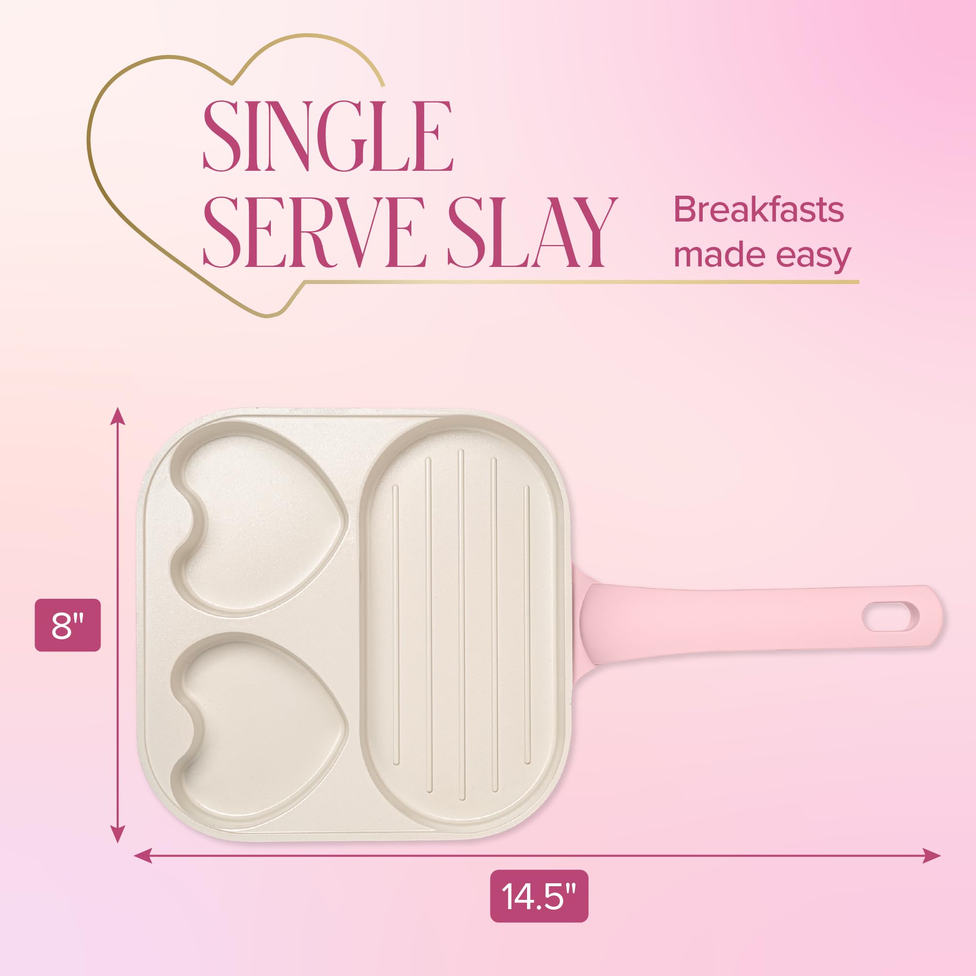 Paris Hilton skillet on stovetop beside utensils showing compact eight-inch scale