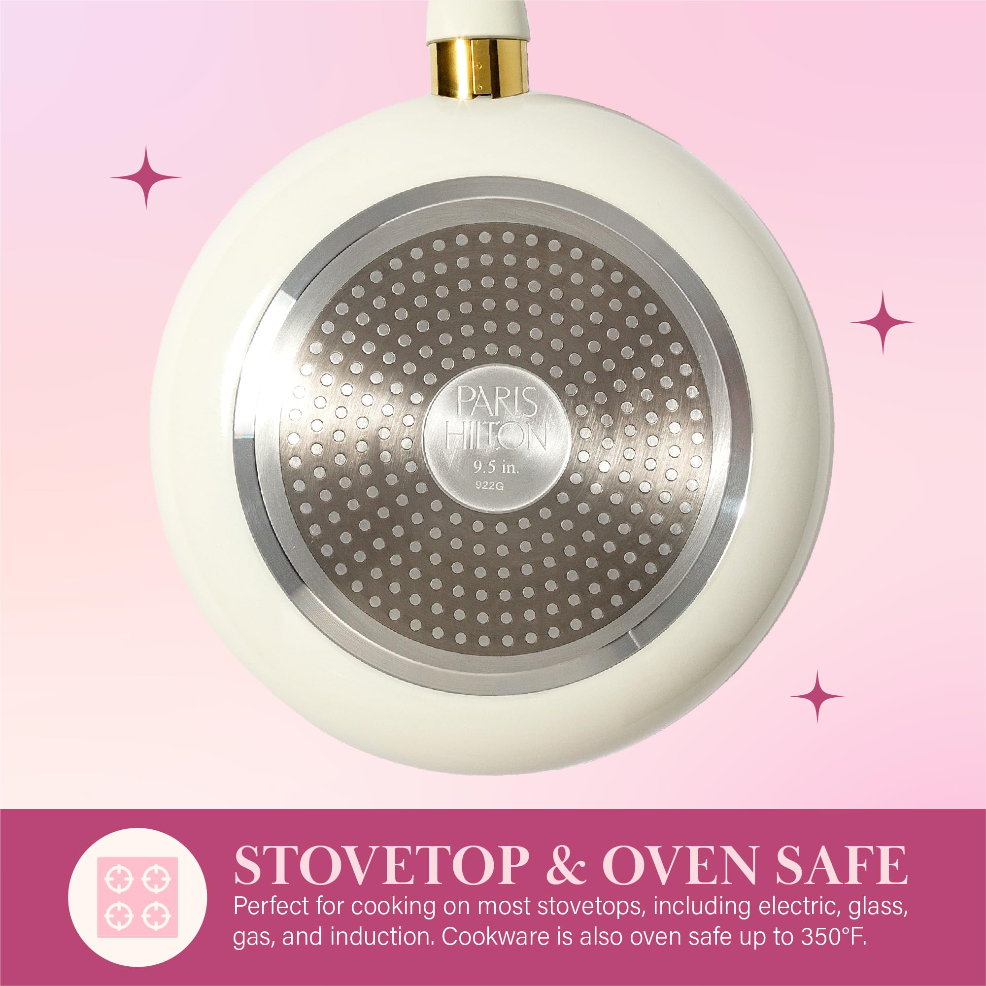 Paris Hilton saucepan on induction cooktop showing fast, even heating performance