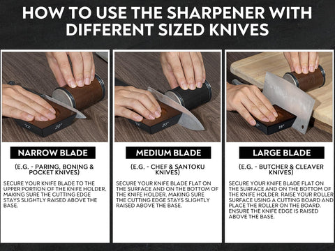 Parkway Home leather strop detail used to polish edges for smoother cutting performance